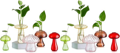 Glasseam Mushroom Planter Propagation Vase, Set of 10 Glass Terrariums for Plants, Cute Hydroponic Small Planter, Colored Propagate Station, Decorative Bud Vases for Flowers, Unique Gifts for Women