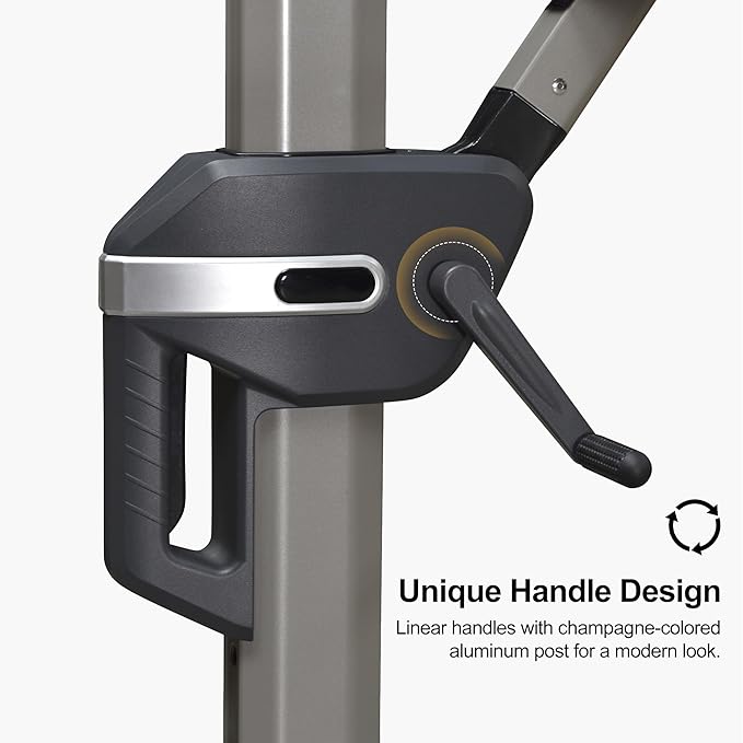 PURPLE LEAF 9' X 11.5' Patio Umbrella, Rectangle Outdoor Cantilever Umbrella, Aluminum Offset Umbrella with Champagne Frame and 360° Rotation for Pool Deck Garden, Black