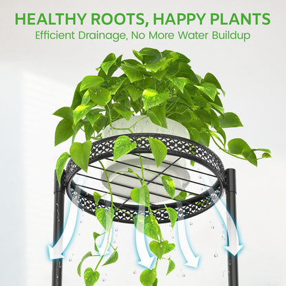 3 Tier Large Plant Stand Indoor Outdoor Clearance, Metal Flower Shelf Pot Holder, 10in Wide Multiple Plants Tall Corner Display Rack for Patio Orchid Office Porch Living Room Garden, Black
