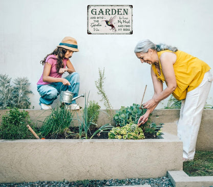 Bestylez Gardening Gifts Vintage Gardening Signs Into The Garden To Lose My Mind Tin Sign for Home Garden Greenhouse Living Room Bedroom Yard Cottage Outdoor Decor 8X12 Inch (3358)