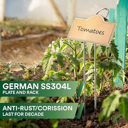 Stainless Steel 304 Plant Labels Weatherproof, Metal Garden Label Tall Markers 25 Pack for Plants Vegetables Herb Seedlings Flowers with 2 Pens, Height 10.75 Inch, Label Area 3.74'' x 1.39''