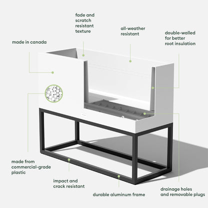 Veradek Block Series Raised Long Box Planter for Patio & Garden | Durable All-Weather Use with Aluminum Stand | Modern Décor for Herbs, Flowers