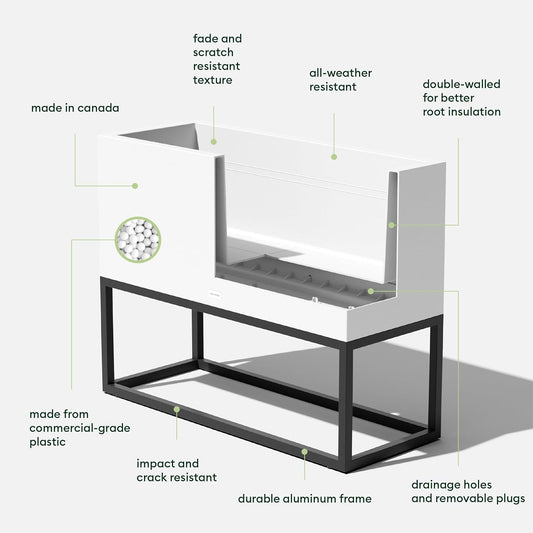 Veradek Block Series Raised Long Box Planter for Patio & Garden | Durable All-Weather Use with Aluminum Stand | Modern Décor for Herbs, Flowers
