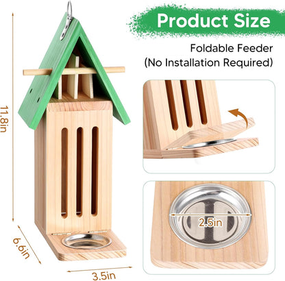 2PCS Butterfly House and Feeder for Outside, Wooden Butterfly House Butterflies Feeder for Garden, Butterflies Habitat with Puddler on Floor or Hanging on Tree Wall