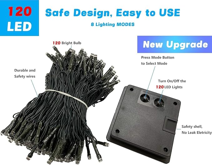 OZS 4 Pack 320LED Solar Christmas String Lights Outdoor, Waterproof 8 Modes Solar Tree Light, Green Wire Christmas Lights Outdoor for Garden, Party, Wedding, Christmas Decorations (Multicolor)