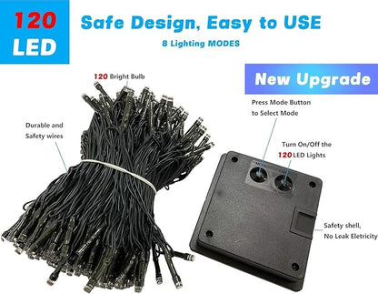 OZS 4 Pack 320LED Solar Christmas String Lights Outdoor, Waterproof 8 Modes Solar Tree Light, Green Wire Christmas Lights Outdoor for Garden, Party, Wedding, Christmas Decorations (Multicolor)