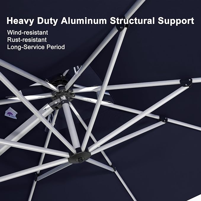 PURPLE LEAF 9' X 12' Patio Umbrella Outdoor Rectangle Umbrella Large Cantilever Umbrella Windproof Offset Heavy Duty Sun for Garden Deck Pool Patio, Navy Blue