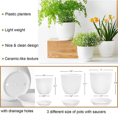 Macrame Plant Hangers with Pots and Saucers, 3 Pack Hanging Planters for Indoor Plants Hanging Plant Holders with Hooks 34" / 26" / 20"