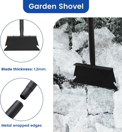 Garden Shovel, Floor Scraper, Ice Scraper, 59 Inch Adjustable Heavy Duty Snow Scraper Long Handle, Garden Flat Shovel for Lawn Edging Weeding Digging Snow Removal and Ice Scraping