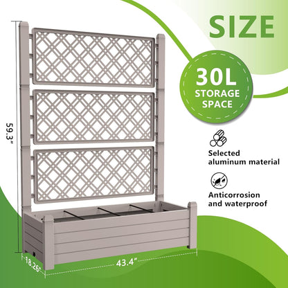 Elevated Raised Garden Bed,Outdoor Large Resin Patio Planter Box Stand Divisible with Drain Plug,Water Monitor for Plants Vegetables Flowers Fruits(Grey)