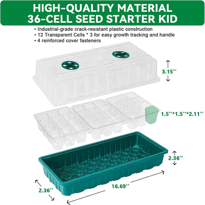Seed Starter Tray with Grow Light,Easy-to-Use 72 Cell Seed Starter Kit,Auto-Timer Seed Germination Kit,Heavy-Duty Plant Trays,Humidity Dome for Indoor Plants