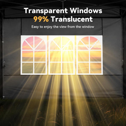 COBIZI 10x10 Pop up Canopy Tent Heavy Duty with 4 Sidewalls, Easy Set-up Commercial Outdoor Party Tent, 100% Waterproof Wedding Gazebo, 3 Height Adjustable with Wheeled Bag,Black