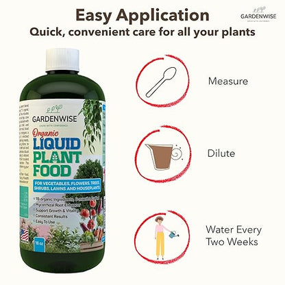Organic Liquid Plant Food for Indoor Houseplants – All Purpose Fertilizer for Potted Plants, Vegetables, Succulents, Orchids, Roses – Miracle Growth with Mycorrhizae (16 oz)