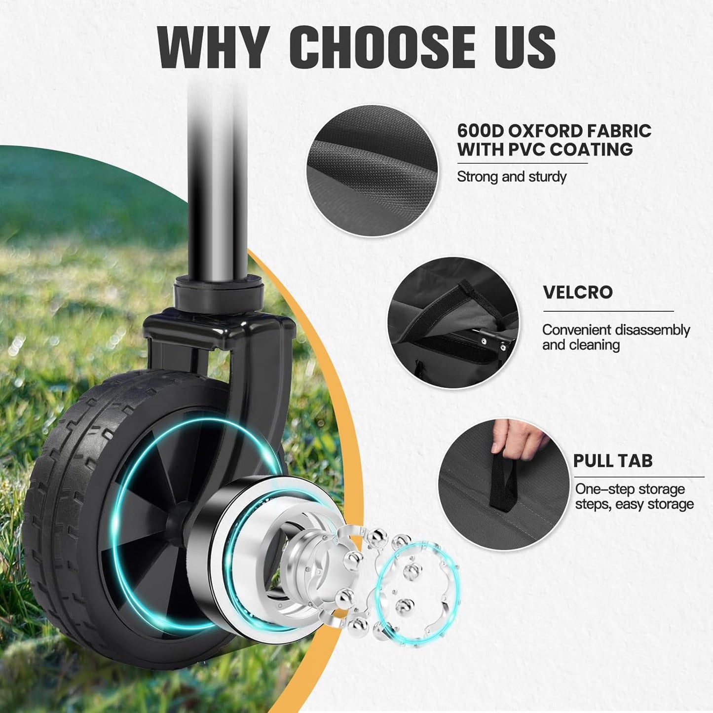 Wagon Cart Shopping Foldable Folding Collapsible with Wheels Big On Beach Garden Outdoor Grocery Heavy Duty Utility All Terrain Portable Wagons Carts for Groceries Sand Camping Sports Black