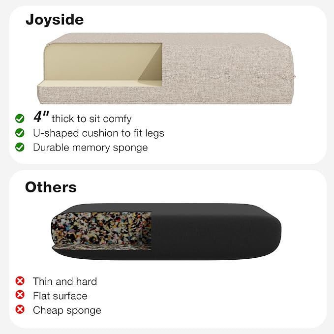 Joyside Outdoor Chair Cushions Set, 22x25/22x24 Inch Patio Furniture Deep Seat Cushions, Water Resistant & Thick Cushion, Outdoor Replacement Cushions for Seat and Sofa (Beige, 2 Set)