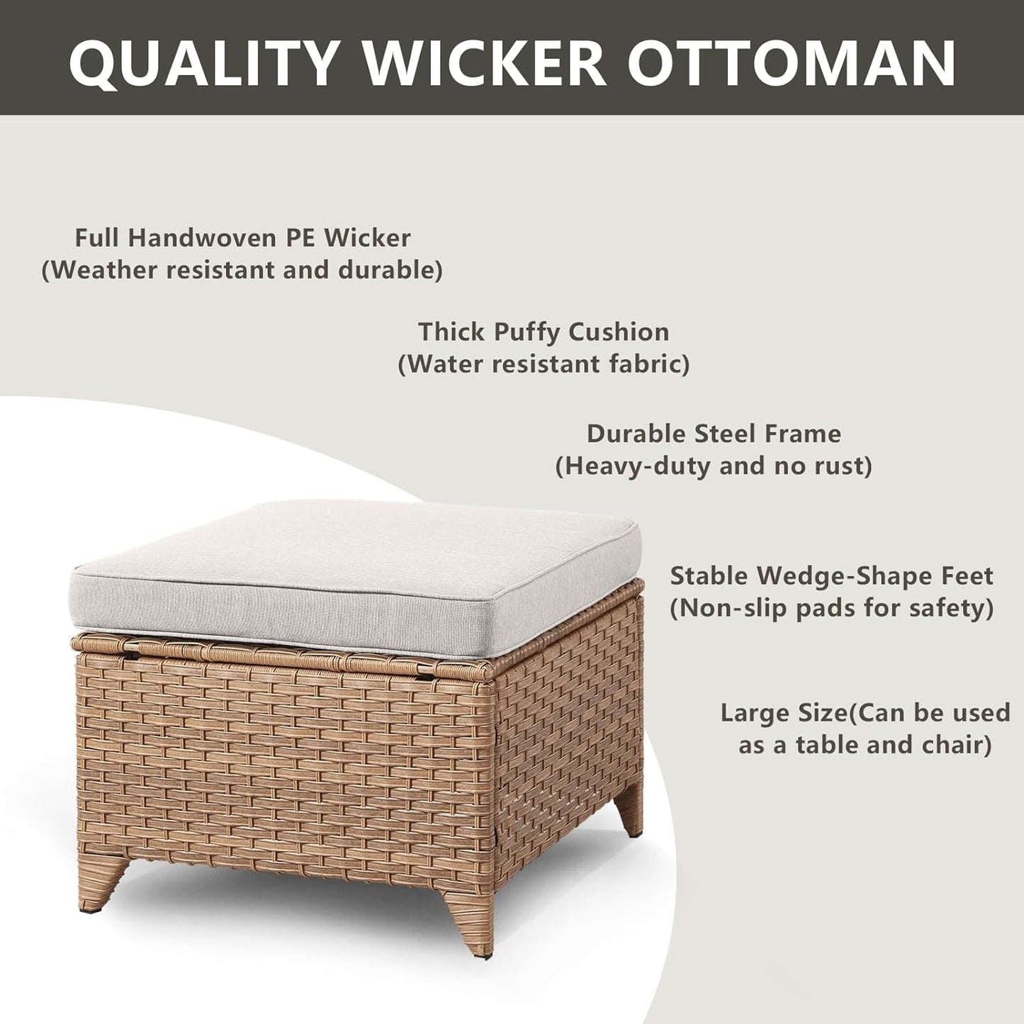 Outdoor Wicker Patio Furniture Set - 6 Piece Rattan Patio Conversation Set with 2 Rocking Swivel Chairs,2 Ottomans,1 Sofa and 1 Coffee Table for Porch Deck Backyard Garden(Yellow/Beige)