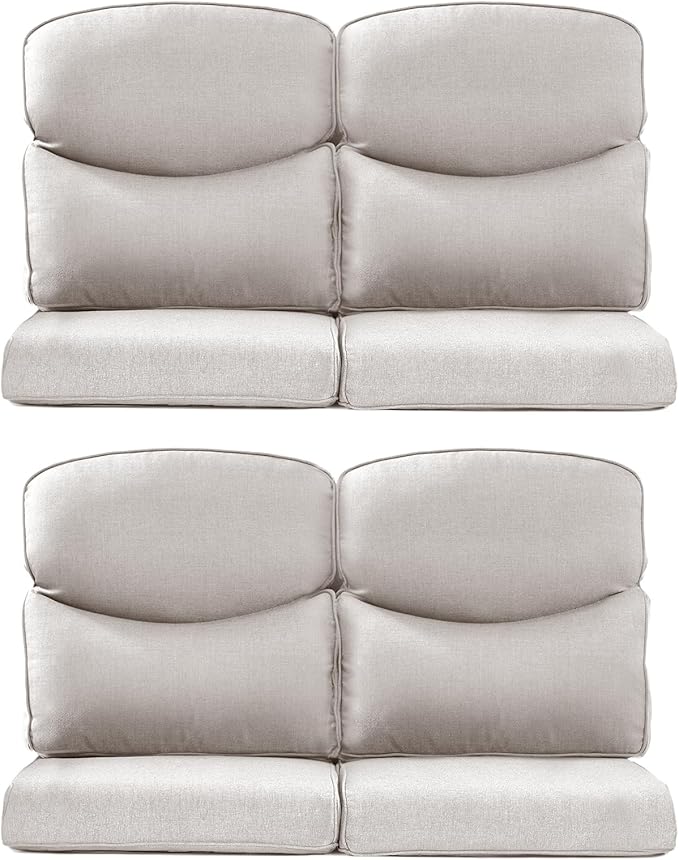 Patio Chair Cushions 4 Packs - Outside High Back Thick Water-Resistant Cushion 22x24 with Zipper Cover for Outdoor Glider Rocking Chairs Loveseat Couch – Beige/Crescent
