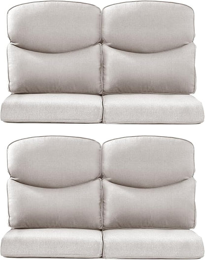 Patio Chair Cushions 4 Packs - Outside High Back Thick Water-Resistant Cushion 22x24 with Zipper Cover for Outdoor Glider Rocking Chairs Loveseat Couch – Beige/Crescent