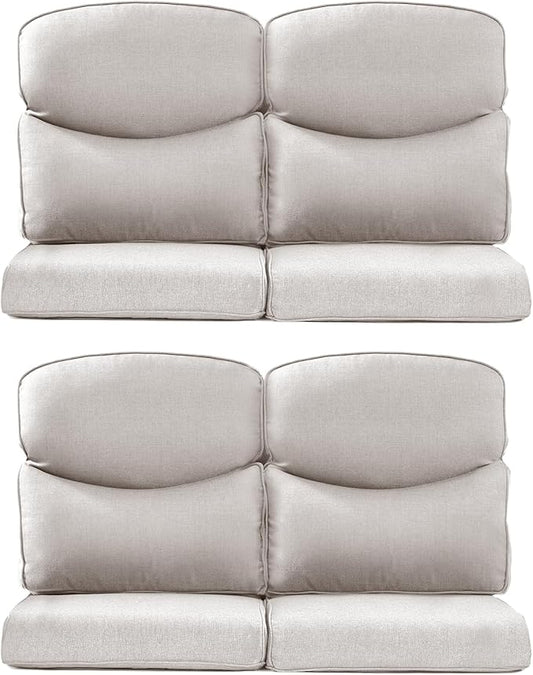 Patio Chair Cushions 4 Packs - Outside High Back Thick Water-Resistant Cushion 22x24 with Zipper Cover for Outdoor Glider Rocking Chairs Loveseat Couch – Beige/Crescent