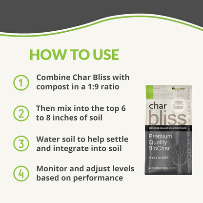 Char Bliss (24 Qts) - Organic Biochar for Plants - OMRI-Listed Biochar Soil Amendment Organic - Bio Char for Plants - Horticultural Charcoal for Plants, Potting Soil, Garden Soil, & Potting Mixes