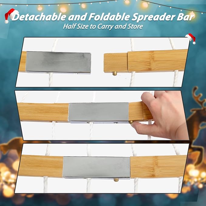 Double Hammock, 11 FT Quilted Fabric 2 Person Hammock for Outside with Pillow, Folding Curved Spreader Bar, Chains, Carrying Bag, Indoor Outdoor, 450 IB Capacity, Trinidad Red