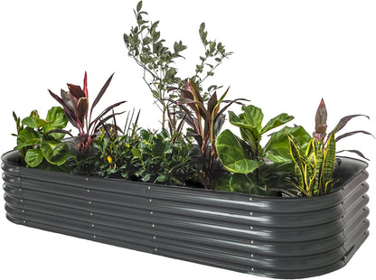 Vego garden Raised Garden Bed Kit, 17" Tall 10 in 1 Modular Raised Garden Beds Kit, Metal Planter Box for Vegetables, Flowers, Herbs, Modern Gray