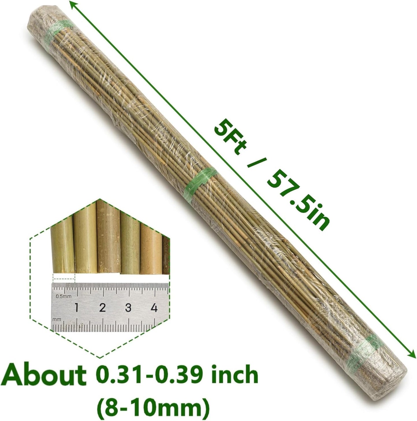 70 Pcs Bamboo Stakes, 5 Feet (57.5inch) Natural Bamboo Garden Stakes for Plant, Garden Bamboo Plant Sticks for Plants Support, Tomato, Beans, Vegetable, Trees and Climbing Plants