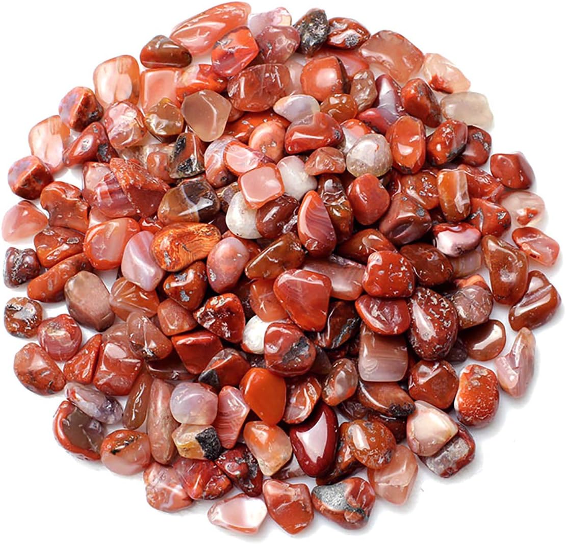WAYBER Decorative Stones, 2 Lbs/920g (Fill 1.8 Cups) Natural Red Agate Pebbles Irregular Crystal Rock Gravel for Aquarium Turtle Tank Decoration/Succulent Plant Landscape/Flowerpot Vase Ornament