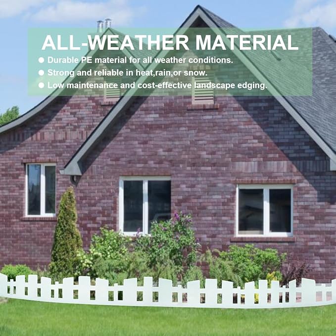 Garden Edging 33FT, Landscape Edging Borders [Extra Tall 4.6IN ] Flexible Lawn Edging Kit with 60pcs Stakes,Mini Plastic Fence for Tree Flowerbeds Grass Yard -White-1