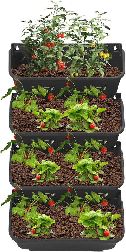 16 Pack Wall-Mounted Vertical Wall Planter Stackable Wall Planter Indoor Outdoor, Garden Self Watering Wall-Mounted Plastic Planter Plant Flower Pot Holder for Vegetable Fruit Herb