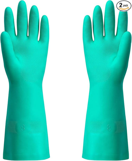 ThxToms Chemical Resistant Nitrile Gloves, Resist Household Acid, Alkali, Solvent and Oil, Latex Rubber Free, 1 Pair Medium