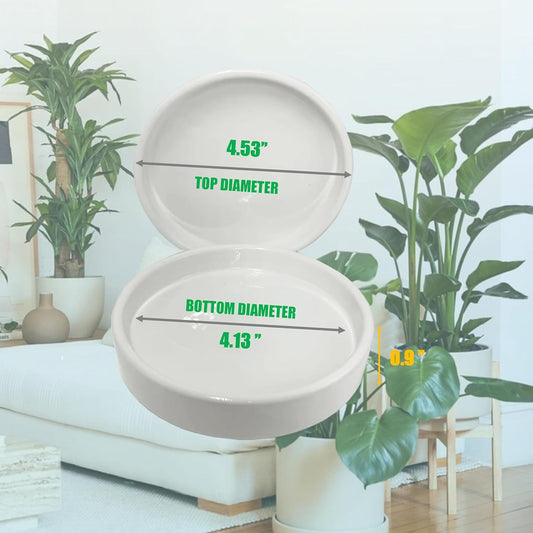 Plant Saucer Pot Tray Planter Saucers 4 Pack 4 in,5 6 7 8 9 10 11 12 13 Inch for Indoors Outdoor, Durable Sturdy Ceramic Flower Drainage drip Water Tray for Glazed Pots Base (4 Inch-White)