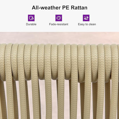 PURPLE LEAF 5 Pieces Oversized Square Patio Dining Set with Outdoor Aluminium Dining Table and Woven Chairs Modern Metal Furniture Cushions Sets for Garden Yard Indoor Decor Kitchen Teak