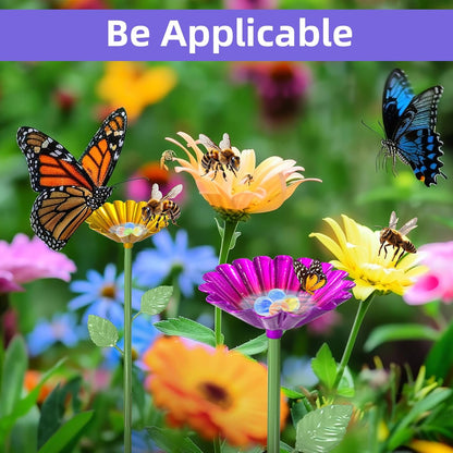 4 pcs Metal Colorful Flower Design Butterfly Feeders Bowl Bee Watering Station with 20 Colorful Glass Marbl for Outdoor Patio Garden Decoration (Red,Green,Blue,Yellow)