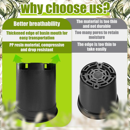 1 Gallon Nursery Pots Plastic Container Injection Molded Pot for Plants Flexible with Drainage Holes Suitable for Plants Soil Growers or Hydroponics Black 10 Pcs