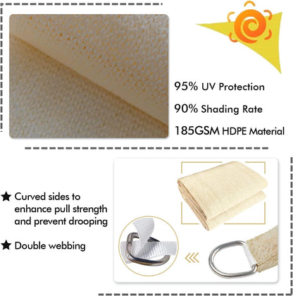 KANAGAWA 8'X9' Cream Custom Size Sun Shade Sail Rectangle UV Block Canopy Cover for Patio Backyard Lawn Garden Outdoor (Customized Available)