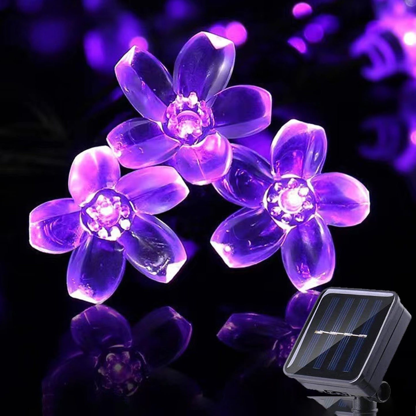 ITICdecor Outdoor Solar Flower String Lights Waterproof 50 LED Fairy Light Decorations for Christmas Tree Garden Patio Fence Yard Spring (Purple)