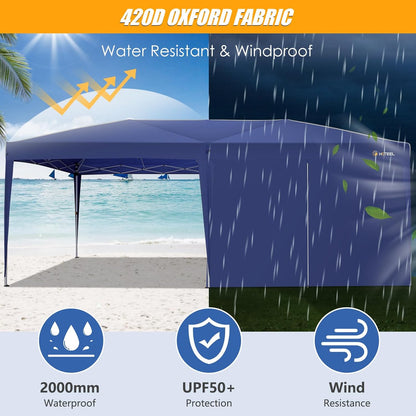 HOTEEL 10x20 Pop up Canopy with Sidewalls, One Push Outdoor Tents for Parties Waterproof Canopy Tent with Center Lock, Reinforce Rod,Easy Setup Event Tent with Sandbag for Backyard,Camping,Market,Navy