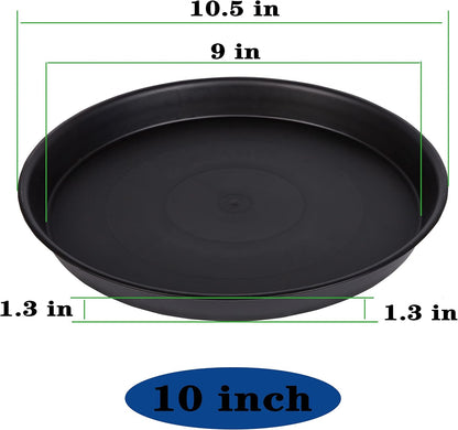 6 Pack 10 inch Plant Saucer, Heavy Duty Plastic Plant Saucers 10 inch Round, Durable Plant Tray for Pots, Flower Saucers for Indoors, Plant Pot Saucers, Trays for Planter 8"/9"/10" (Black)