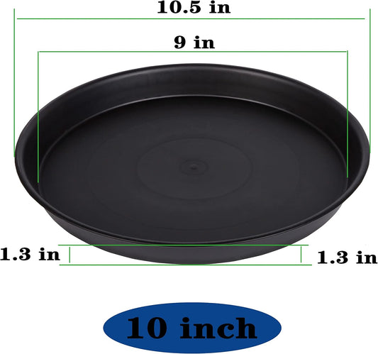 6 Pack 10 inch Plant Saucer, Heavy Duty Plastic Plant Saucers 10 inch Round, Durable Plant Tray for Pots, Flower Saucers for Indoors, Plant Pot Saucers, Trays for Planter 8"/9"/10" (Black)