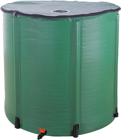 200 Gallon Collapsible Rain Barrel, Portable Rainwater Collection System, Water Storage Tank, Rain Catcher Barrel with Spigots and Overflow Kit, Rain Water Barrel Collector for Garden, Green