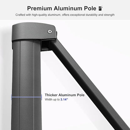 PURPLE LEAF 9' X 12' Left-right Tilting Outdoor Patio Umbrella Swivel Offset Cantilever Heavy Duty Rectangle Aluminum Umbrella with UV Resistant for Deck Pool Patio Backyard, Pebble Grey