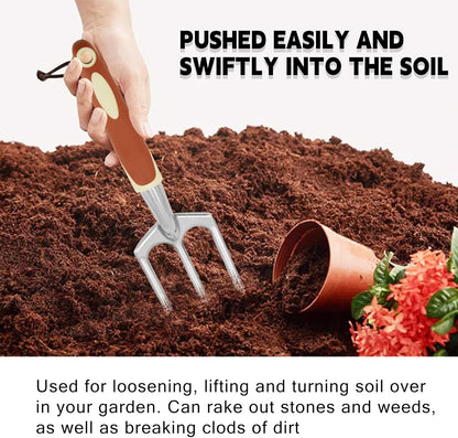 Garden Tool Set, 6 Pack Heavy Duty Gardending Hand Tools Kit with Non-Slip Rubber Grip, Ideal Gardening Gifts for Women