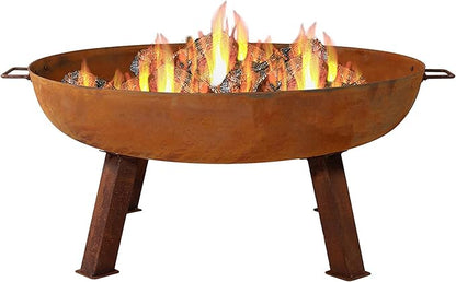Sunnydaze 34-Inch Cast Iron Heavy-Duty Fire Pit for Outside - Wood-Burning Outdoor Fire Pit Bowl with Handles - Oxidized Finish