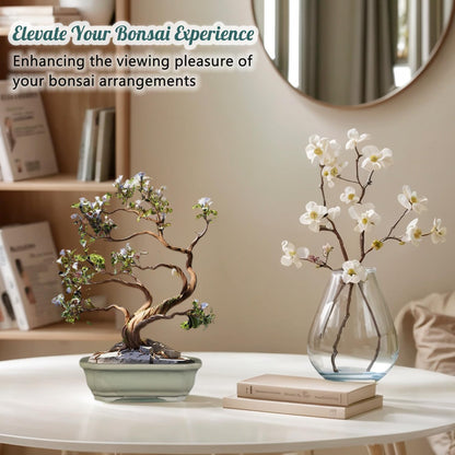 FFPOPU 3-Packs Ceramic Bonsai Pots with Drainage Tray, 6-inch Cute Bonsai Tree Pot with Ice Cracked Glaze, Small Bonsai Planter Pot for Desktop Decoration