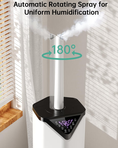 5Gal Smart Humidifier Large Room up to 2800ft², 1000mL/h, APP & Remote Control, 180° Auto Rotating Nozzle, 24H Timer, 60H Supersized Cool Mist Humidifiers for Whole House Home Bedroom Office Plants