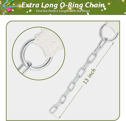 Double Hammock, 11 FT Quilted Fabric 2 Person Hammock for Outside with Pillow, Folding Curved Spreader Bar, Chains, Carrying Bag, Indoor Outdoor, 450 IB Capacity, Aqua Green