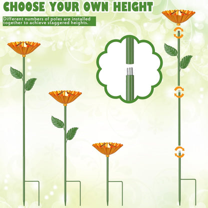 Geelin 4 Pack Bee Watering Station for Garden Metal Bee Water Cups with 5 Stamens Flower Design Water Feeder Colorful Butterfly Bath Bowl for Outdoor Garden Yard Pollinator Decor