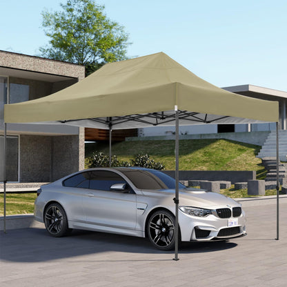 COBIZI 10x15 Heavy Duty Pop up Canopy Tent Easy Up Commercial Outdoor Canopy Wedding Party Tents for Parties All Season Wind & Waterproof Gazebo with Carry Bag, Khaki(Frame Thickened)