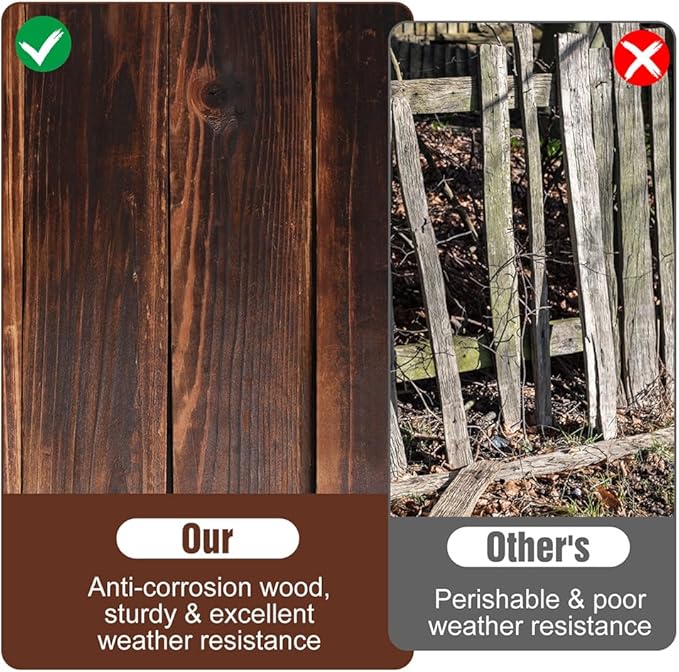 4 Pack Garden Wooden Fence Anti-Corrosive Outdoor Landscape Edging Flexible Decorative Border for Garden Yard Flower Tree Fence - 7.9'' H x 47'' L